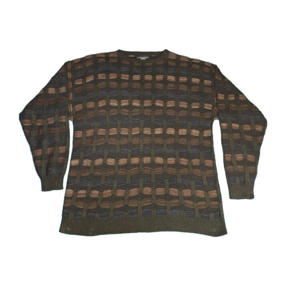 Vtg Serafini Acrylic Sweater Sz XXL Biggie Cosby Grandpa 90’s Cable Knit